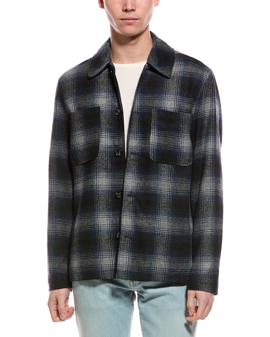 Slate & Stone Plaid Wool-blend Shirt Jacket In Blue