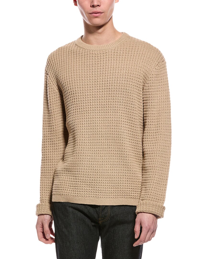 Slate & Stone Waffle Knit Wool-blend Crewneck Sweater In Neutral