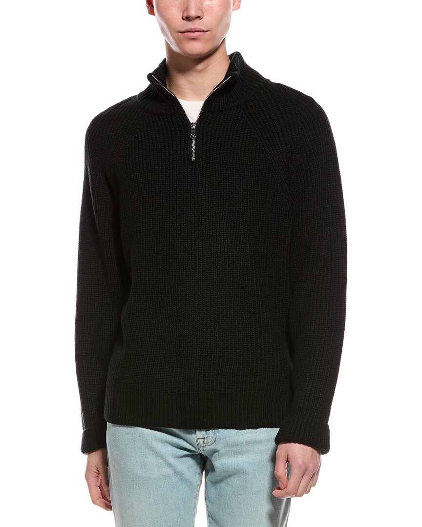 Slate & Stone Ribbed 1/4-zip Mock Neck Sweater In Black