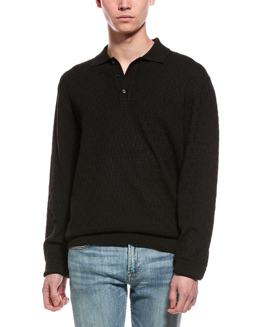 Slate & Stone Basket Weave Polo Sweater In Black