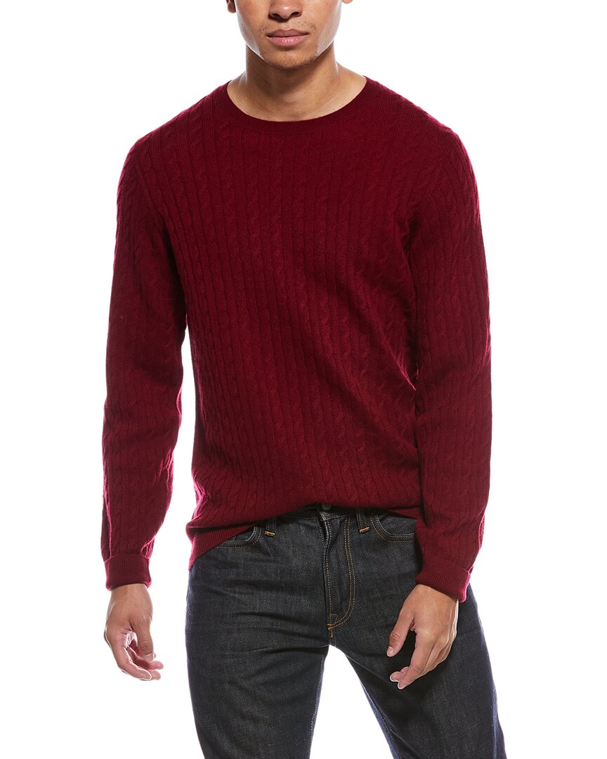 Scott & Scott London Brodie Cashmere Twist Cable Wool & Cashmere-blend Crewneck Sweater In Burgundy