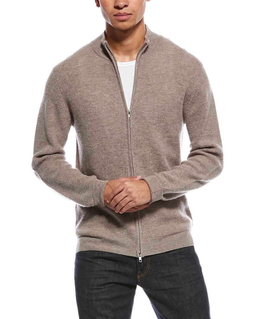 Scott & Scott London Brodie Cashmere Moss Stitch Wool & Cashmere-blend Bomber Jacket In Brown