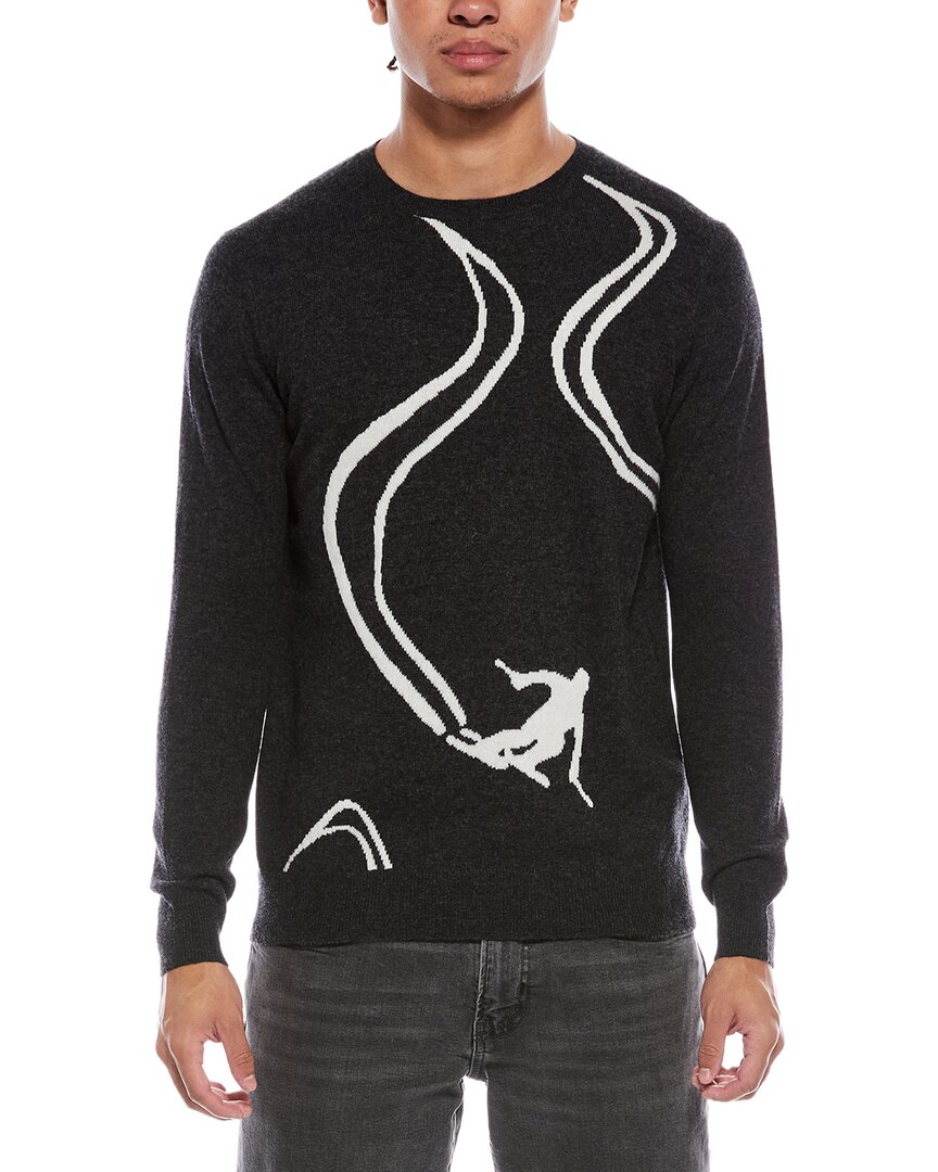 Scott & Scott London Brodie Cashmere Ski Slope Wool & Cashmere-blend Crewneck Sweater In Black