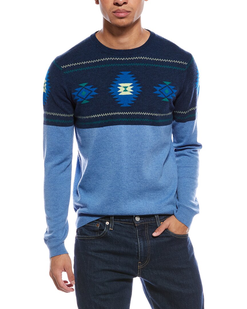Scott & Scott London Brodie Cashmere Navajo Wool & Cashmere-blend Crewneck Sweater In Blue