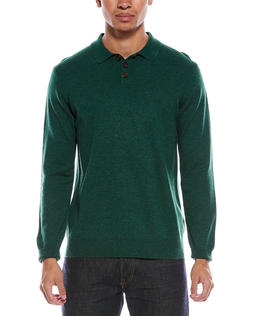 Scott & Scott London Brodie Cashmere Wool & Cashmere-blend Trophy Neck Sweater In Green