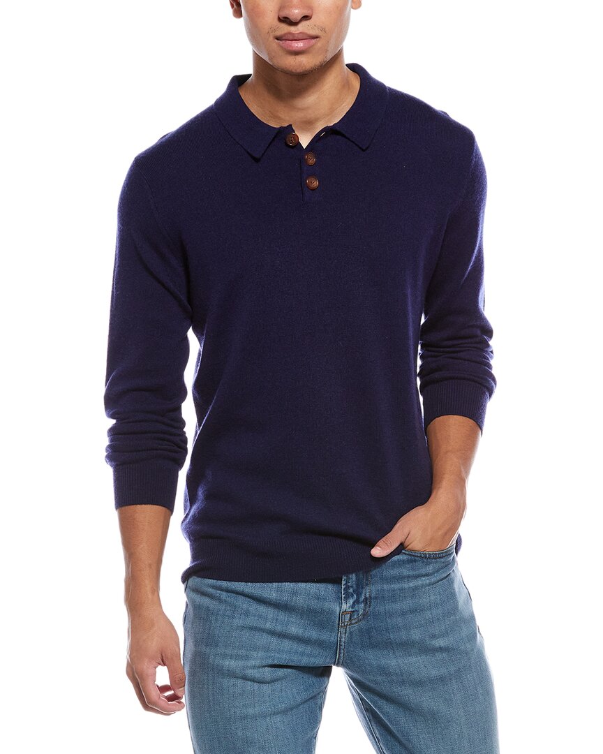 Scott & Scott London Brodie Cashmere Wool & Cashmere-blend Trophy Neck Sweater In Blue