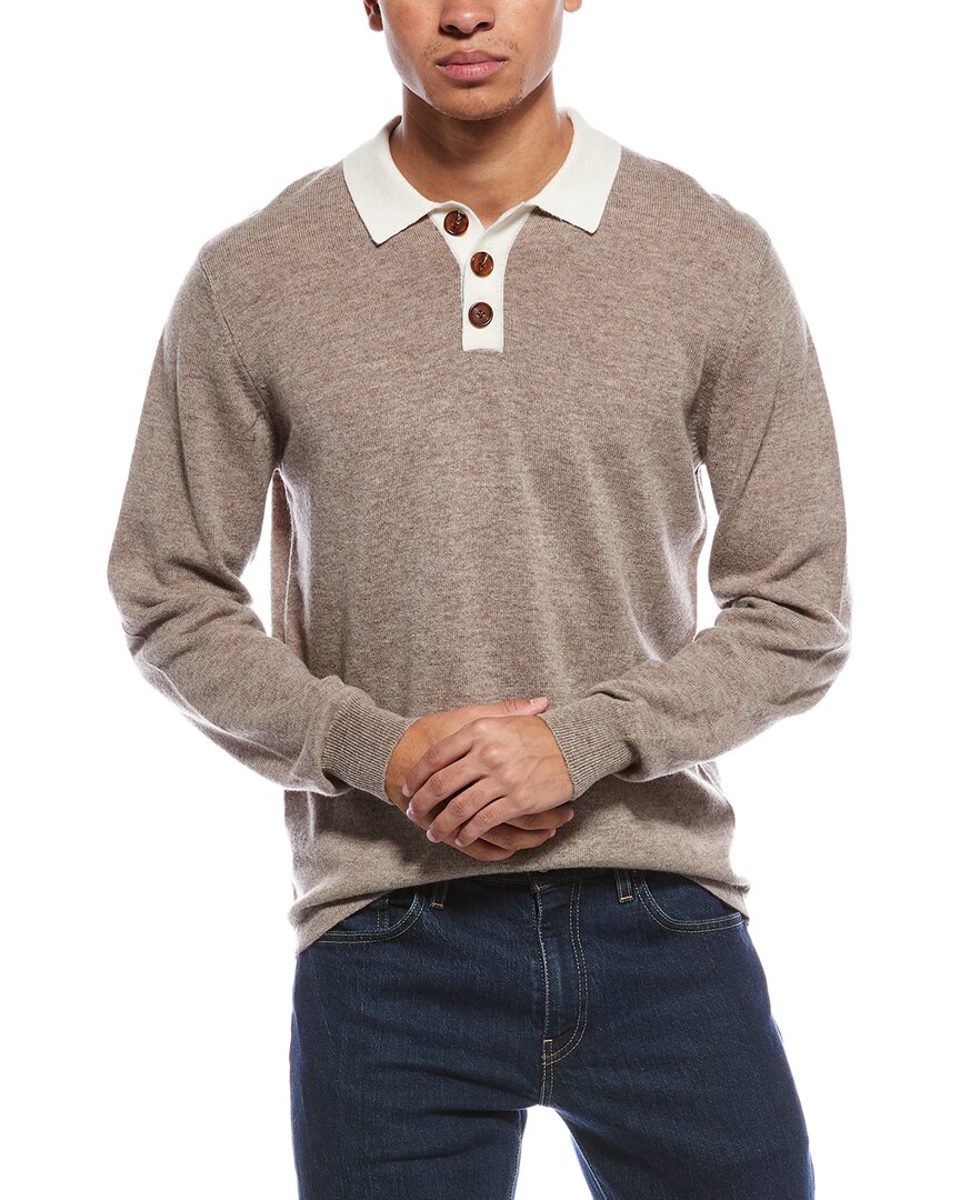 Scott & Scott London Brodie Cashmere Solid Wool & Cashmere-blend Rugby Shirt In Brown