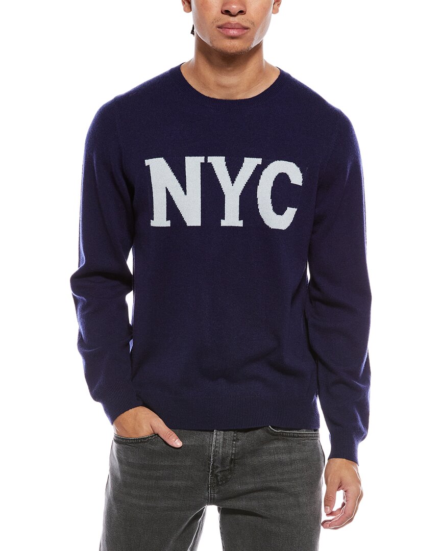 Scott & Scott London Brodie Cashmere Nyc Wool & Cashmere-blend Crewneck Sweater In Blue