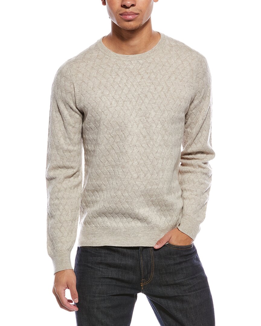 Scott & Scott London Brodie Cashmere Wavey Stitch Wool & Cashmere-blend Crewneck Sweater In Nude