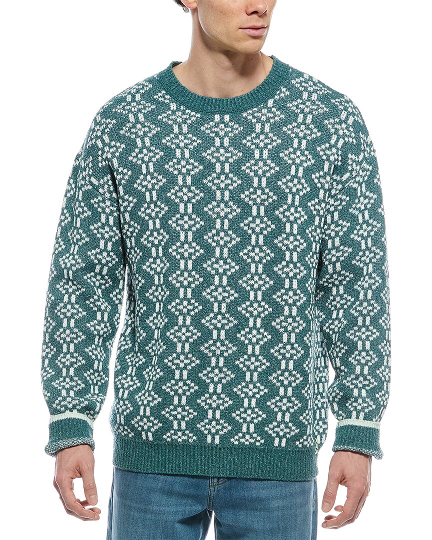 Scotch & Soda Jacquard Regular Fit Crewneck Sweater In Green