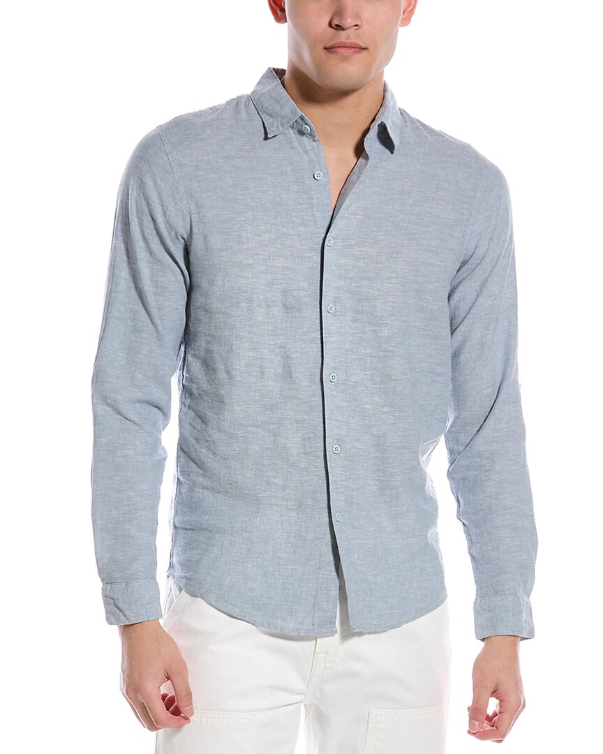 Onia Linen-blend Button-down Shirt In Blue