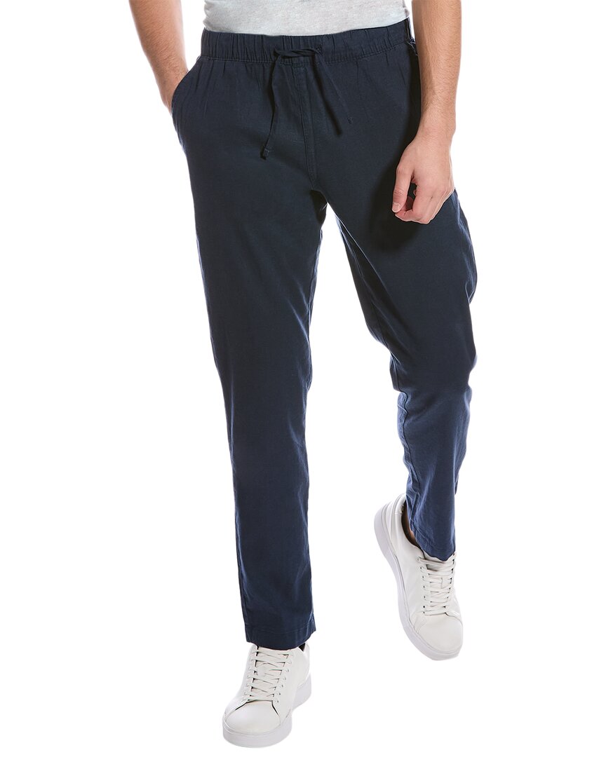Onia Stretch Pull-on Linen-blend Pant In Blue