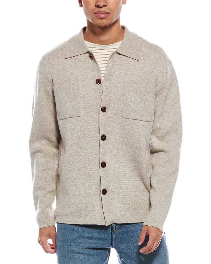 Scott & Scott London Brodie Cashmere Classic Wool & Cashmere-blend Sweater Shirt In Neutral