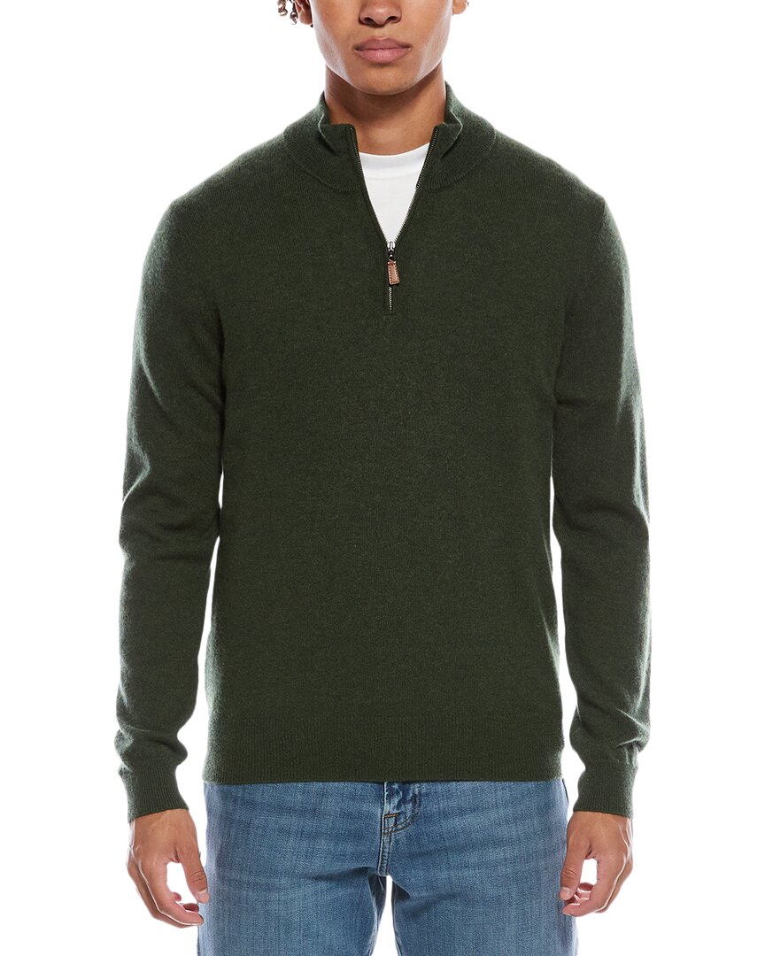 Mette Cashmere 1/4-zip Mock Neck Sweater In Green