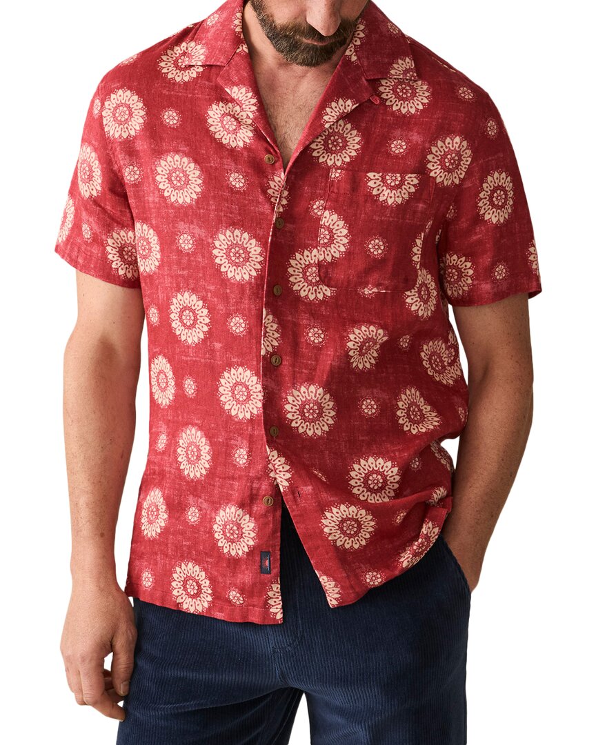 Faherty Hemp Blend Camp Shirt In Red