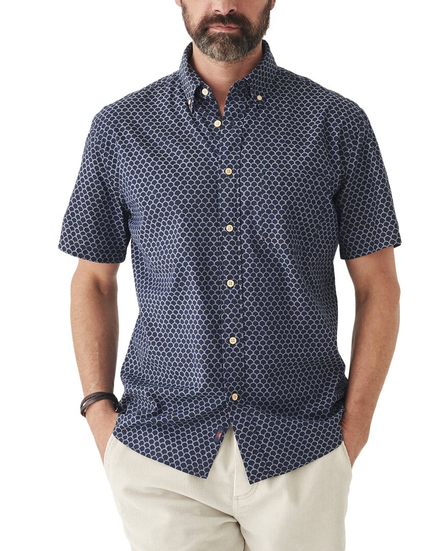 Faherty Playa Regular Fit Print Short Sleeve Button-down Shirt In Black