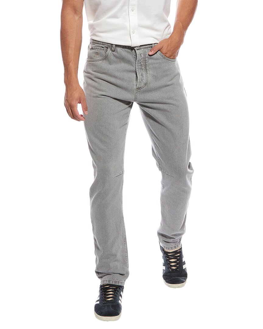 Brunello Cucinelli Straight-leg Cotton-gabardine Cargo Trousers In Gray
