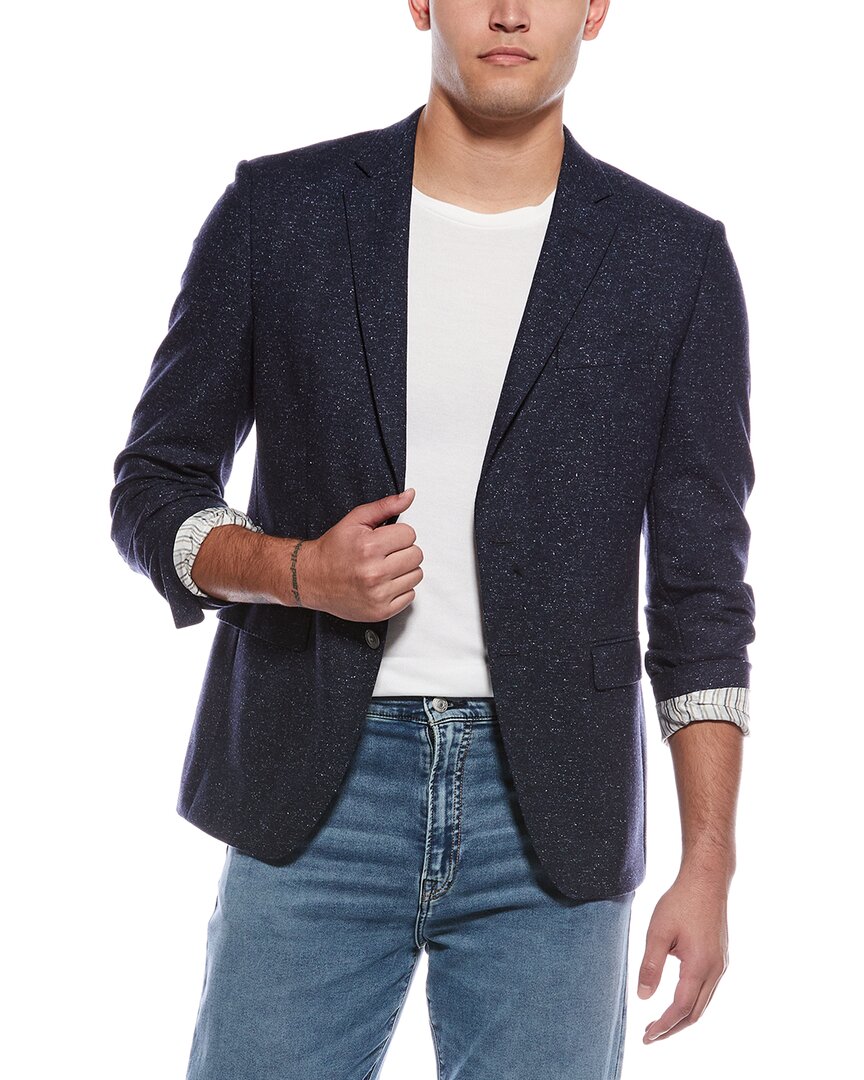 Hugo Boss Boss Hutson Slim Fit Wool & Silk-blend Blazer In Blue
