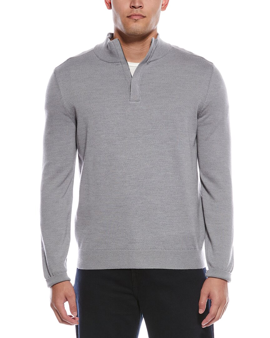 Hugo Boss Boss  Lorman-d Wool-blend 1/4-zip Sweater In Silver
