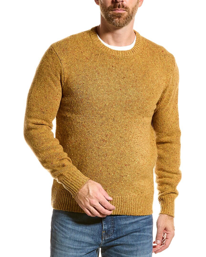 Donegal Crew Neck Wool-blend Sweater In Golden Khaki