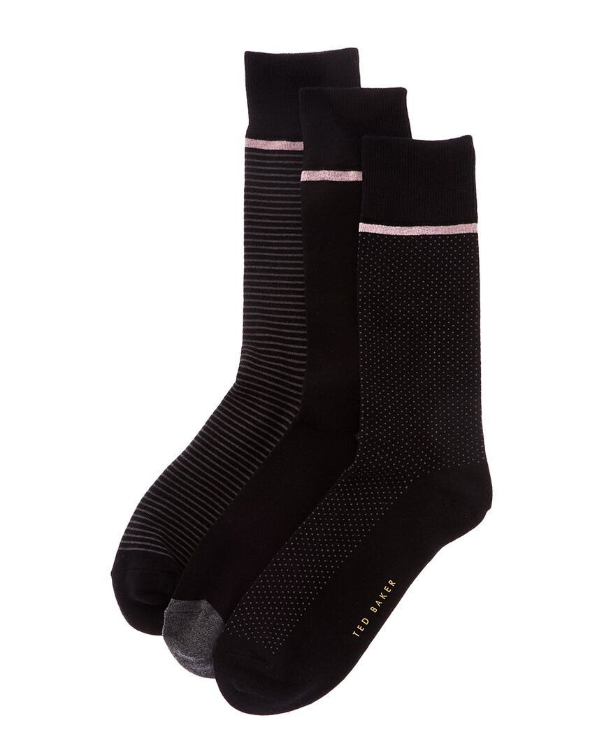 Ted Baker Assorted 3-pack Crew Socks In Black