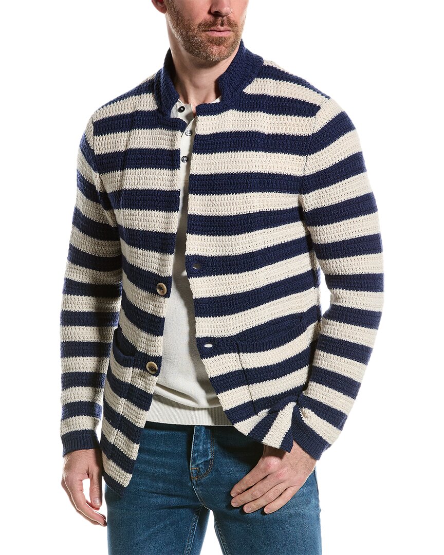 Shop Isaia Wool-lined Cashmere-blend Cardigan In Blue