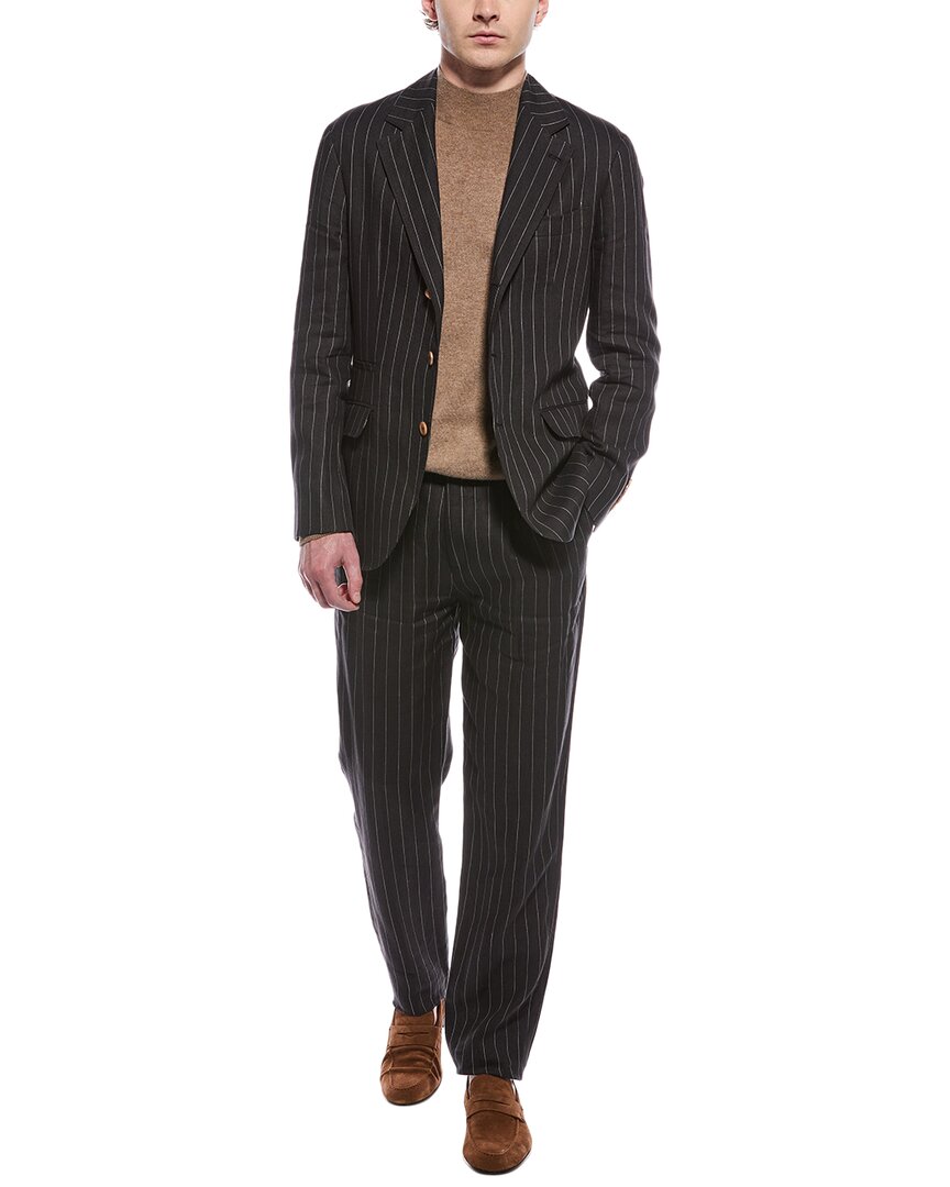 Brunello Cucinelli Pinstripe-pattern Blazer In Red