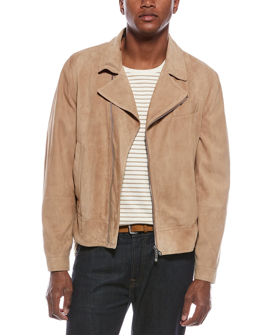 Brunello Cucinelli Suede Biker Jacket In Brown