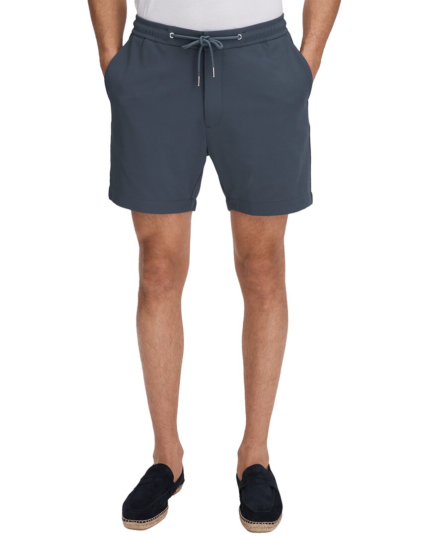 Reiss Airforce Blue Textured Drawstring Shorts In Blue