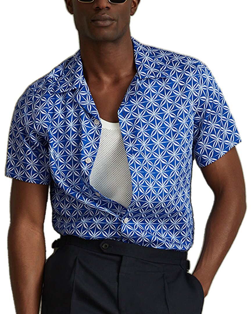 Reiss Tintipan Cuban Flower Top In Blue