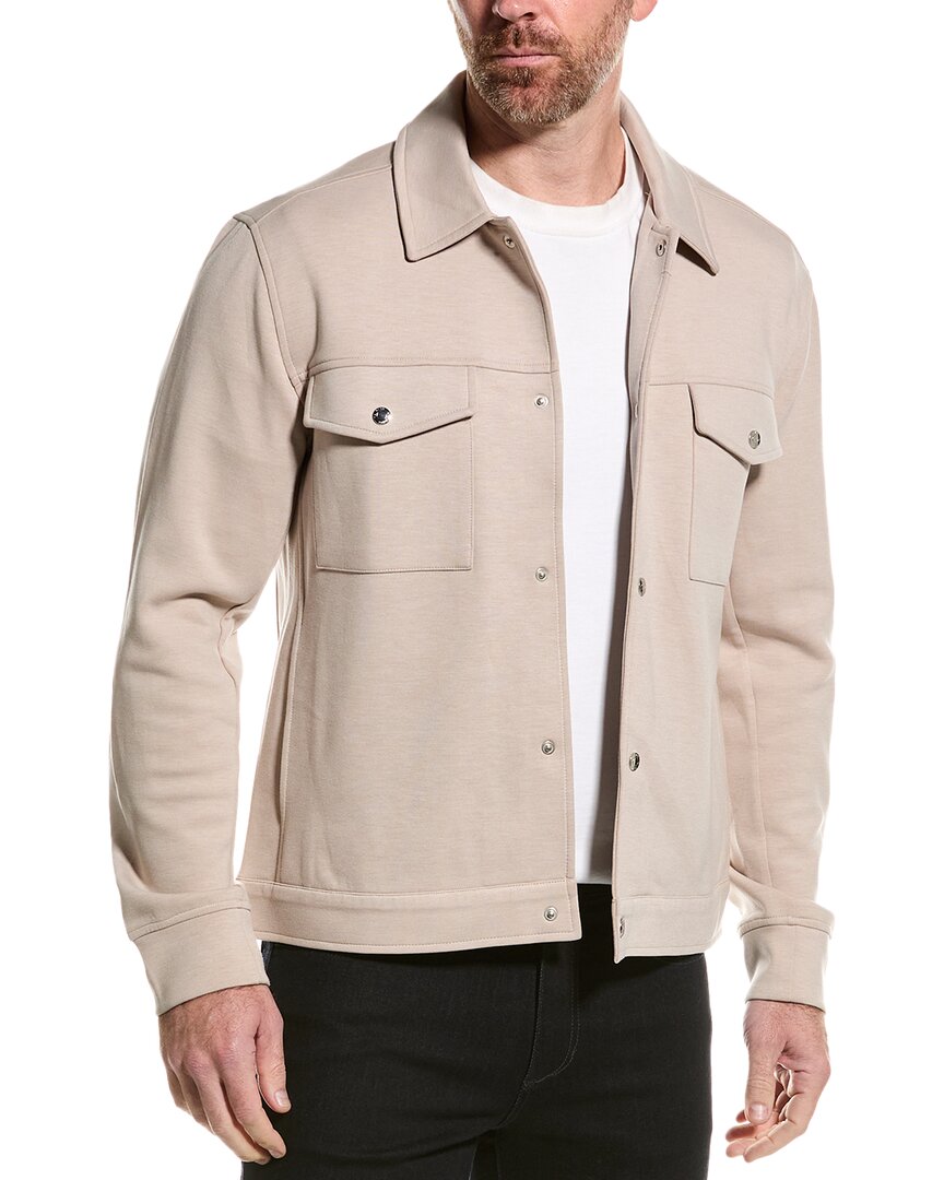 Reiss Jerry Interlock Overshirt Top In Sand