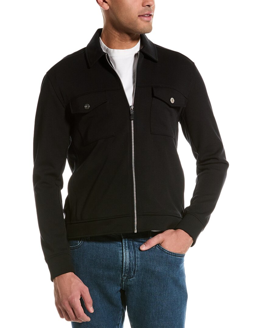 Reiss Mens Black Pike Patch-pocket Suede Jacket In Black