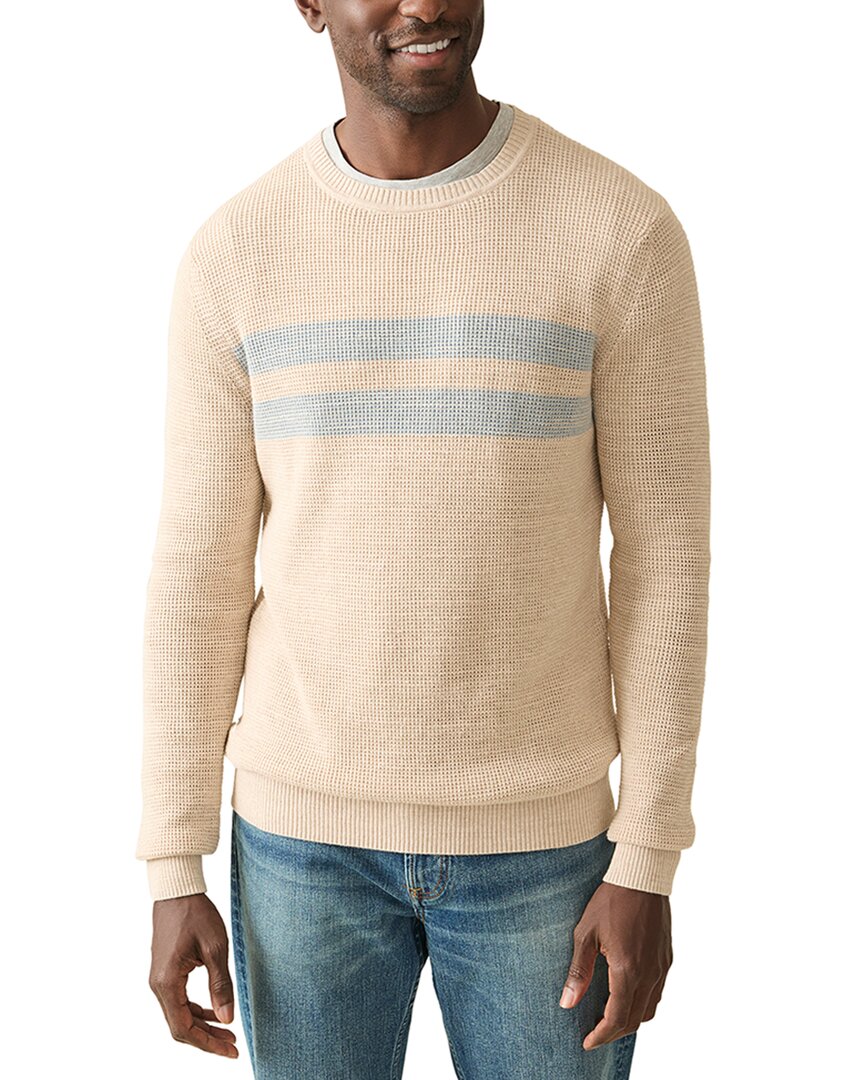 Faherty Sunwashed Stripe Textured Organic Cotton Crewneck Sweater In Blue