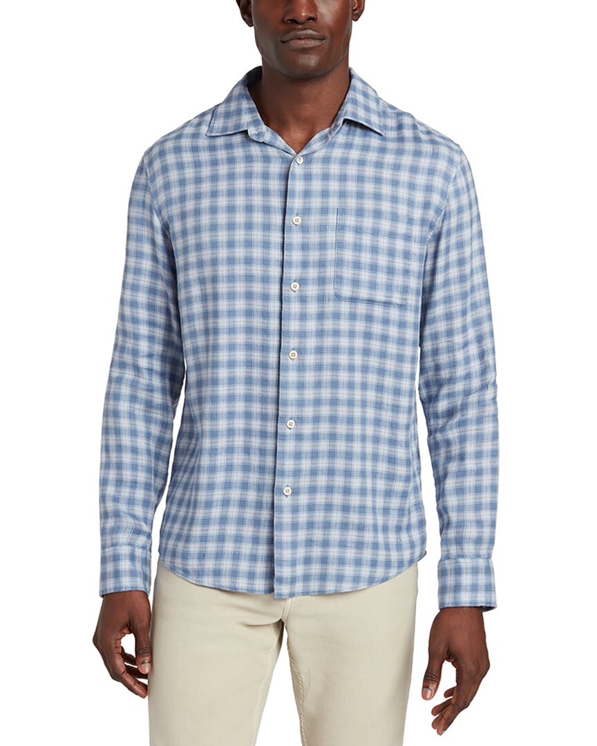 Faherty The Weekend Linen-blend Shirt In Blue