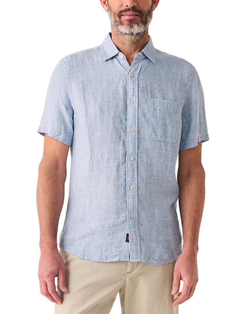 Faherty Palma Linen Shirt In Blue