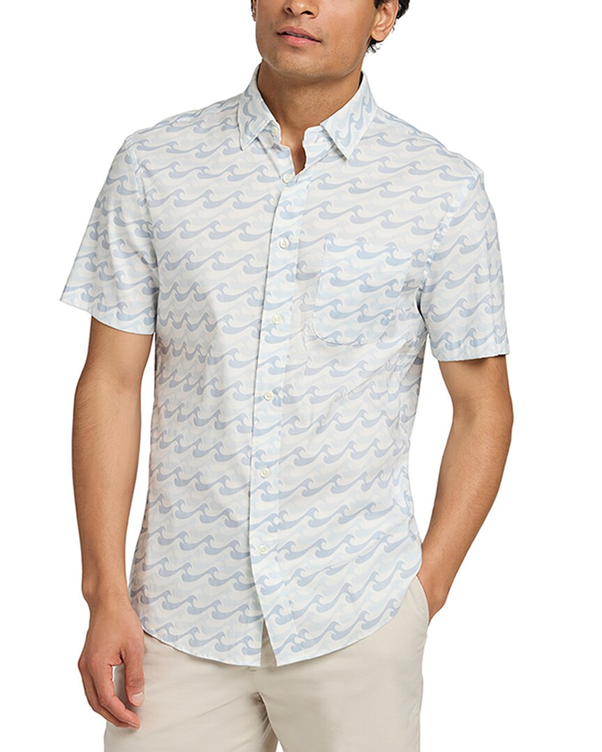 Faherty The Movement Geometric Print Short Sleeve Button-up Shirt In White
