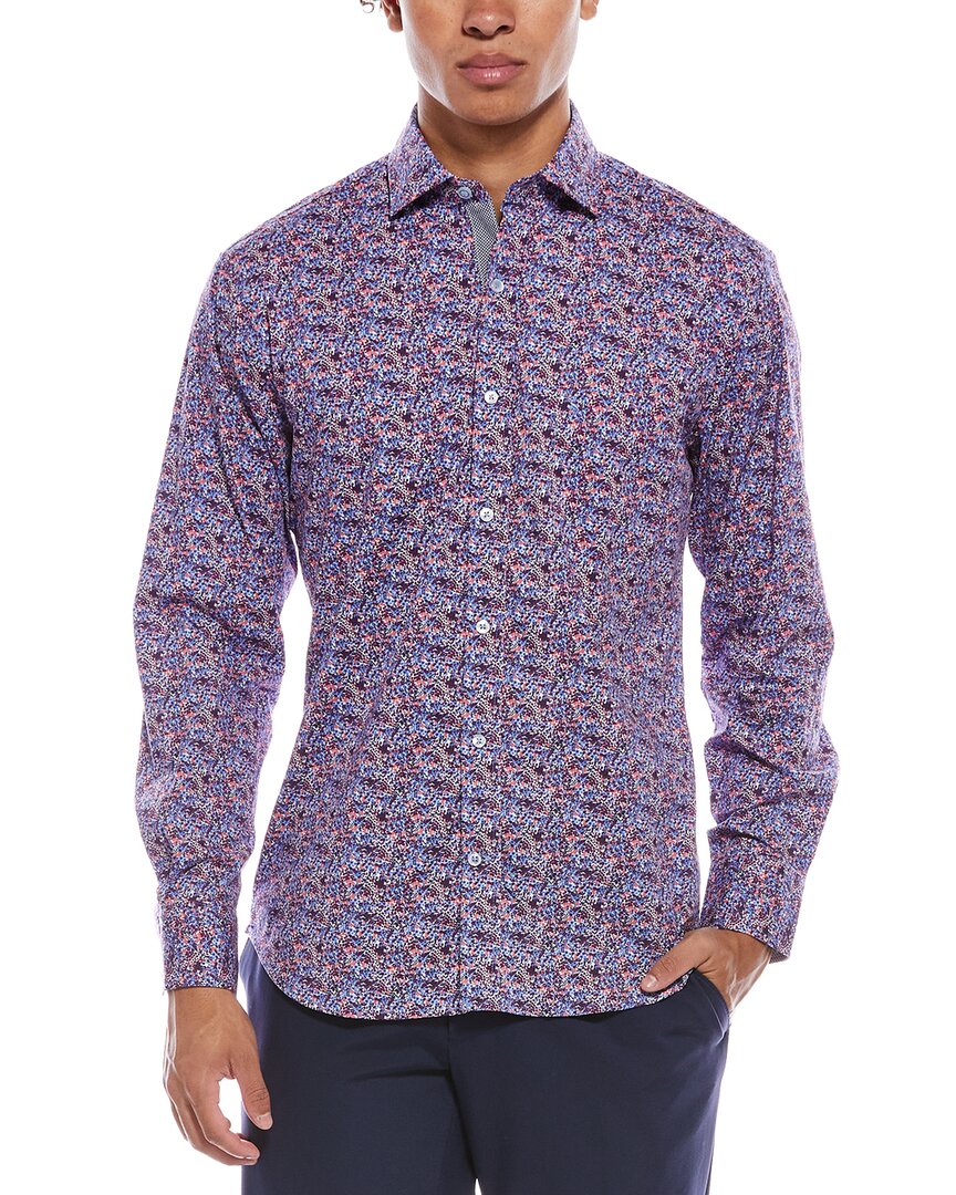 Tailorbyrd Crimson Floral Shirt In Blue