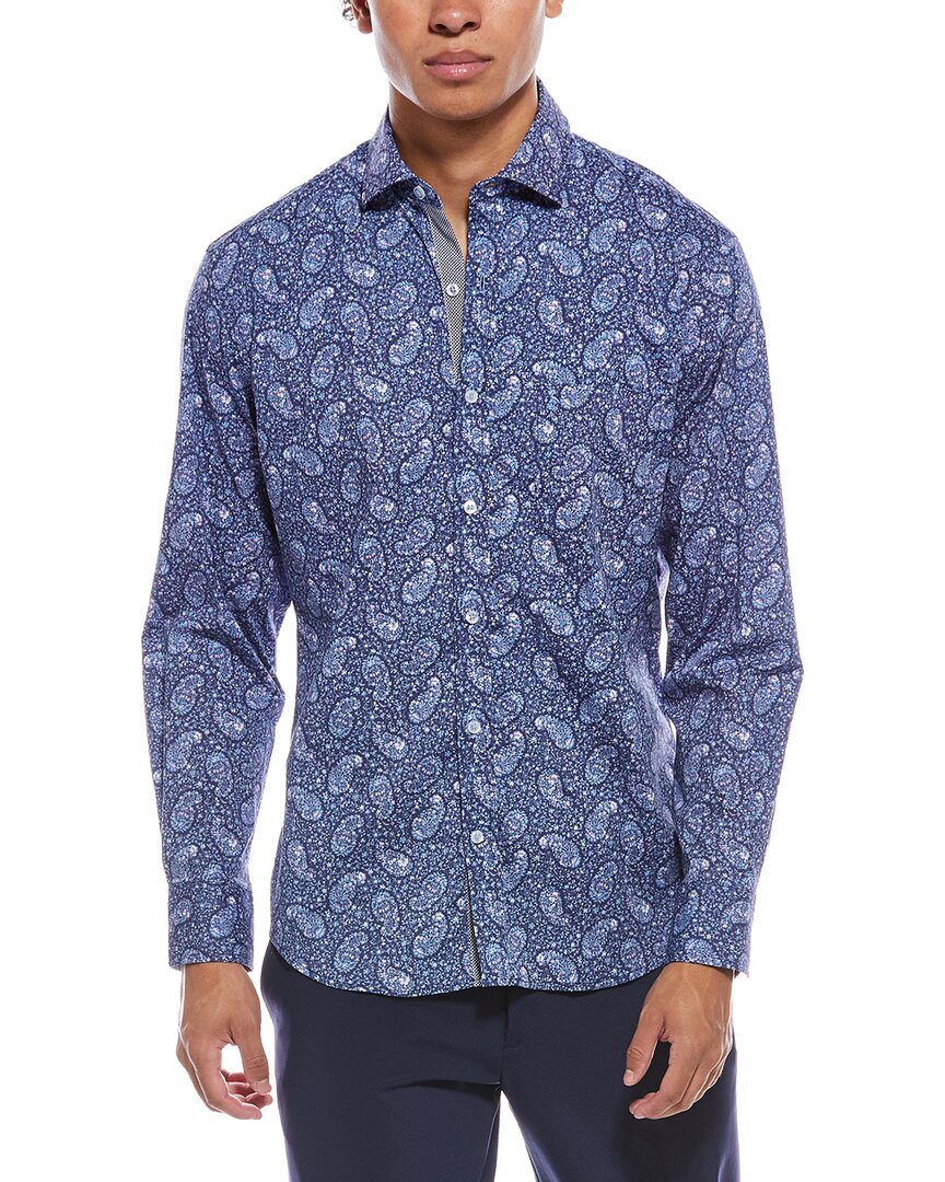 Tailorbyrd Floral Paisley Shirt In Blue