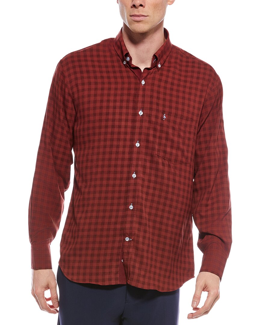 Tailorbyrd Tailorbryd Gingham Printed Performance Shirt In Red