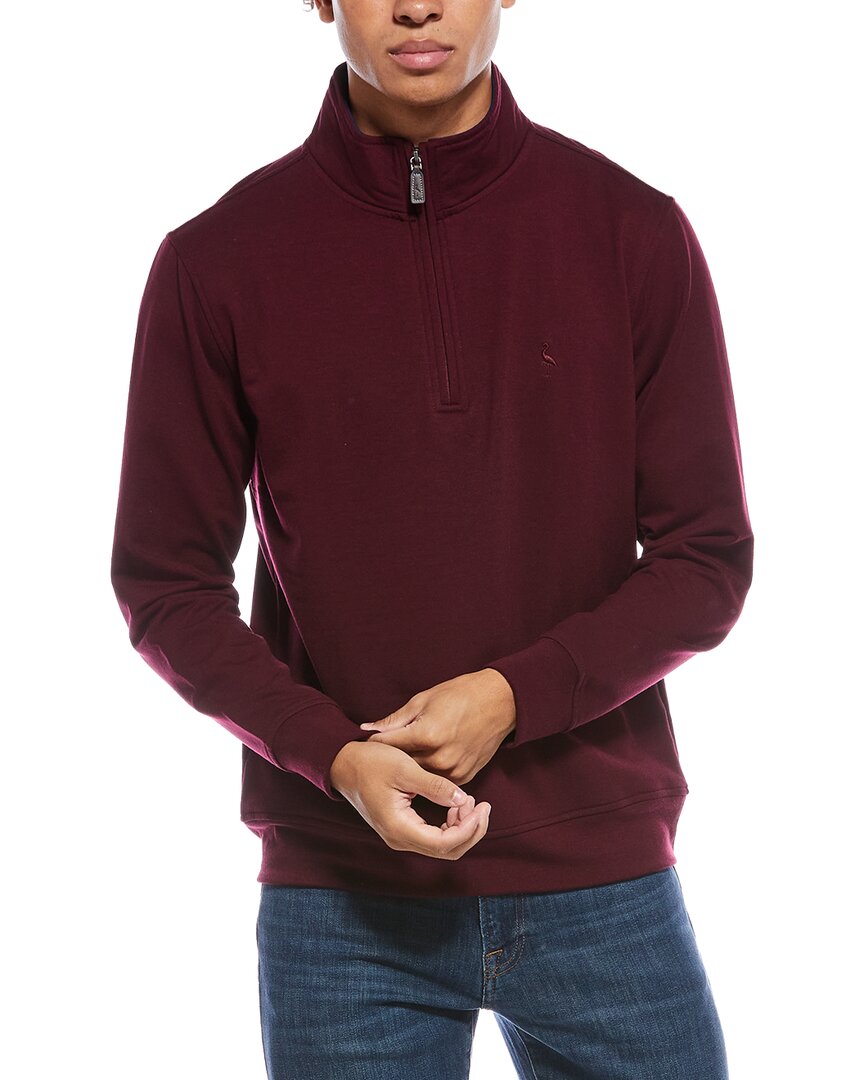 Tailorbyrd Fleece 1/4-zip Mock Pullover In Brown