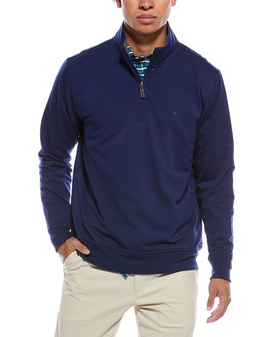 Tailorbyrd Fleece 1/4-zip Mock Pullover In Blue