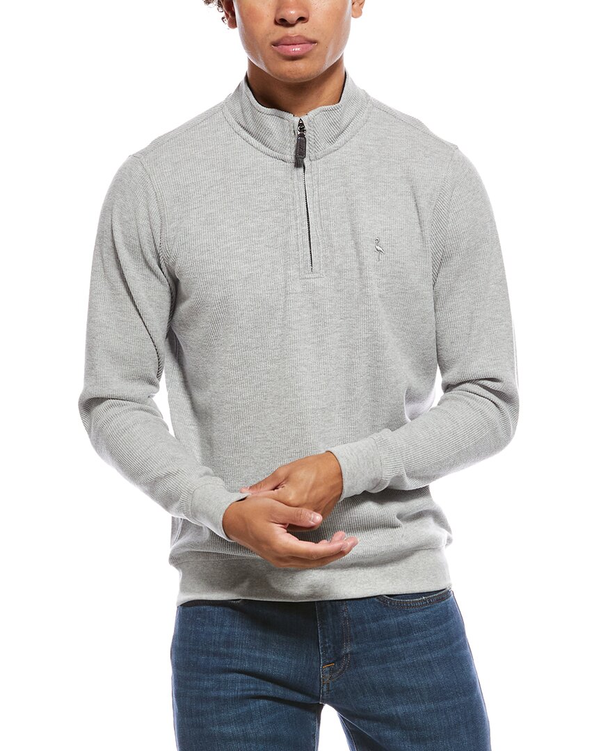 Tailorbyrd Cozy Knit 1/4-zip Mock Sweater In Gray