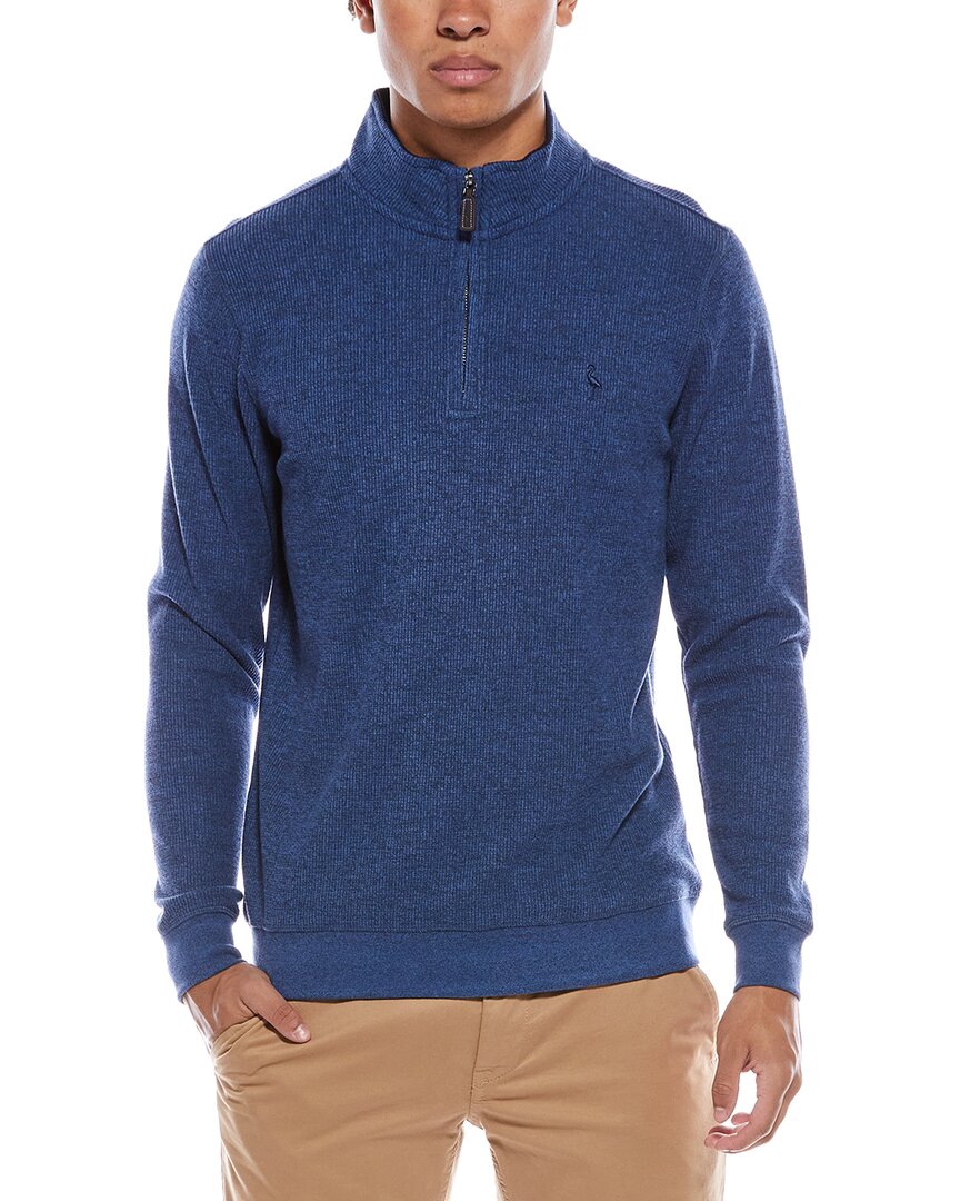 Tailorbyrd Cozy Knit 1/4-zip Mock Sweater In Blue