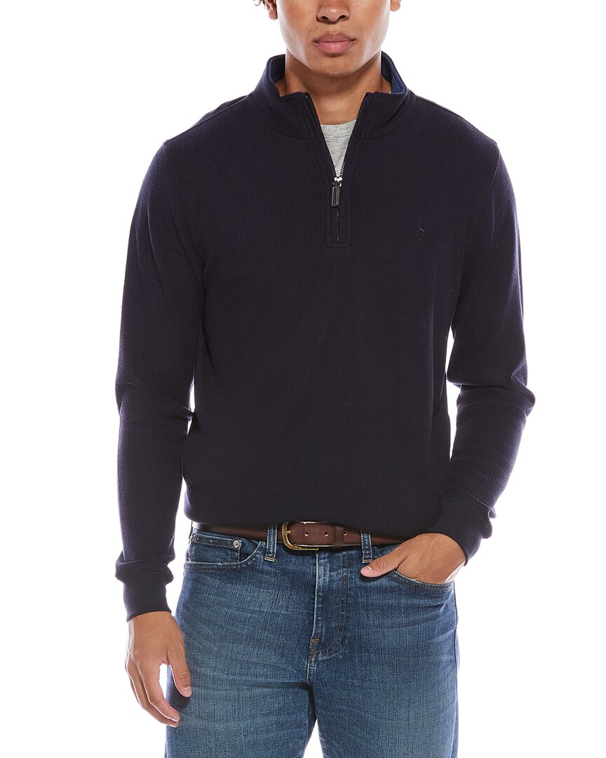 Tailorbyrd Cozy Knit 1/4-zip Mock Sweater In Blue