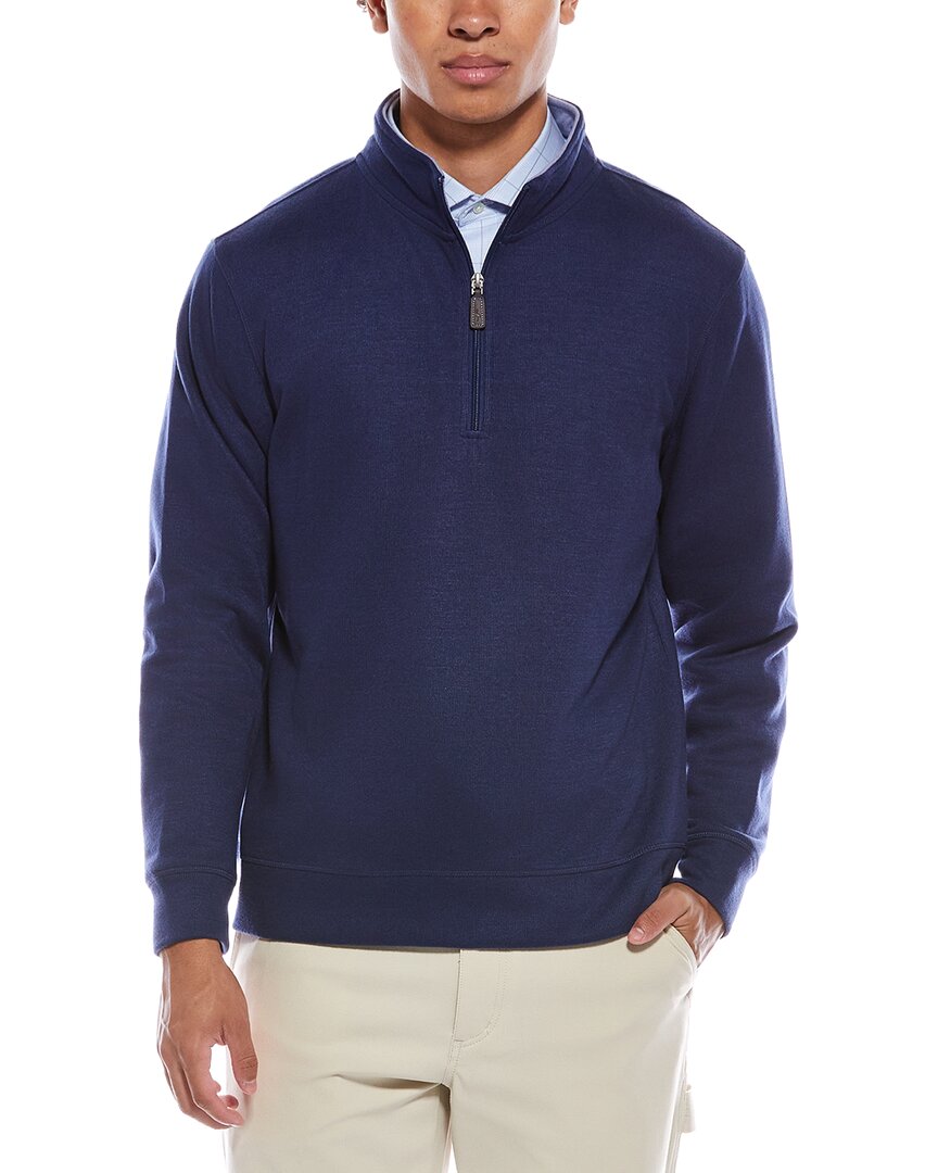 Tailorbyrd Brushed Melange Super Soft 1/4-zip Pullover In Blue