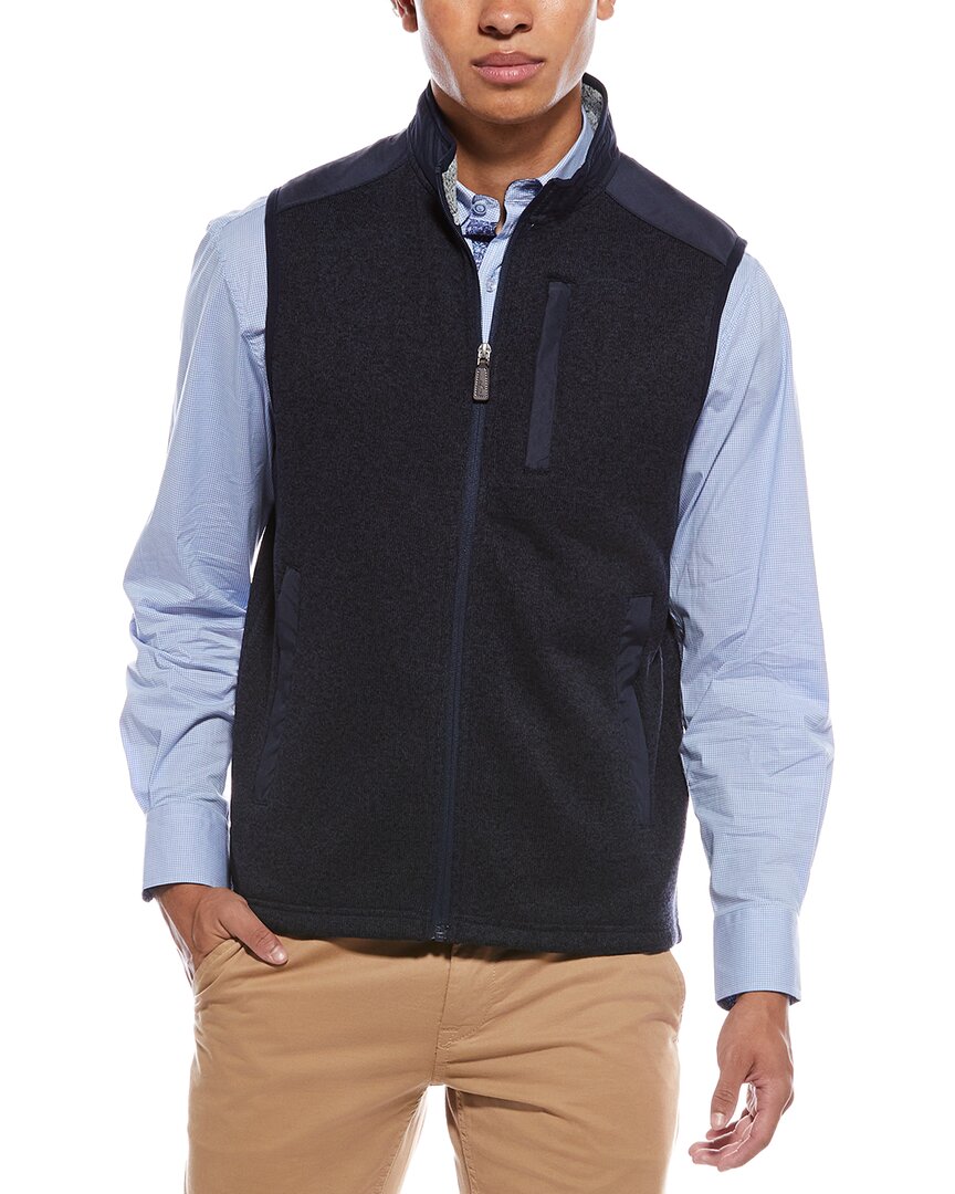 Tailorbyrd Sweater Knit Full Zip Vest In Blue