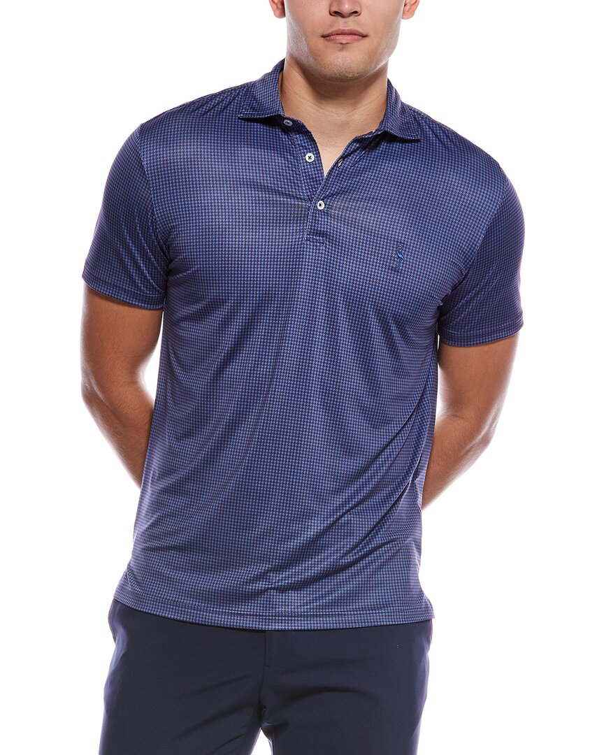 Tailorbyrd Mini Houndstooth Performance Polo Shirt In Blue