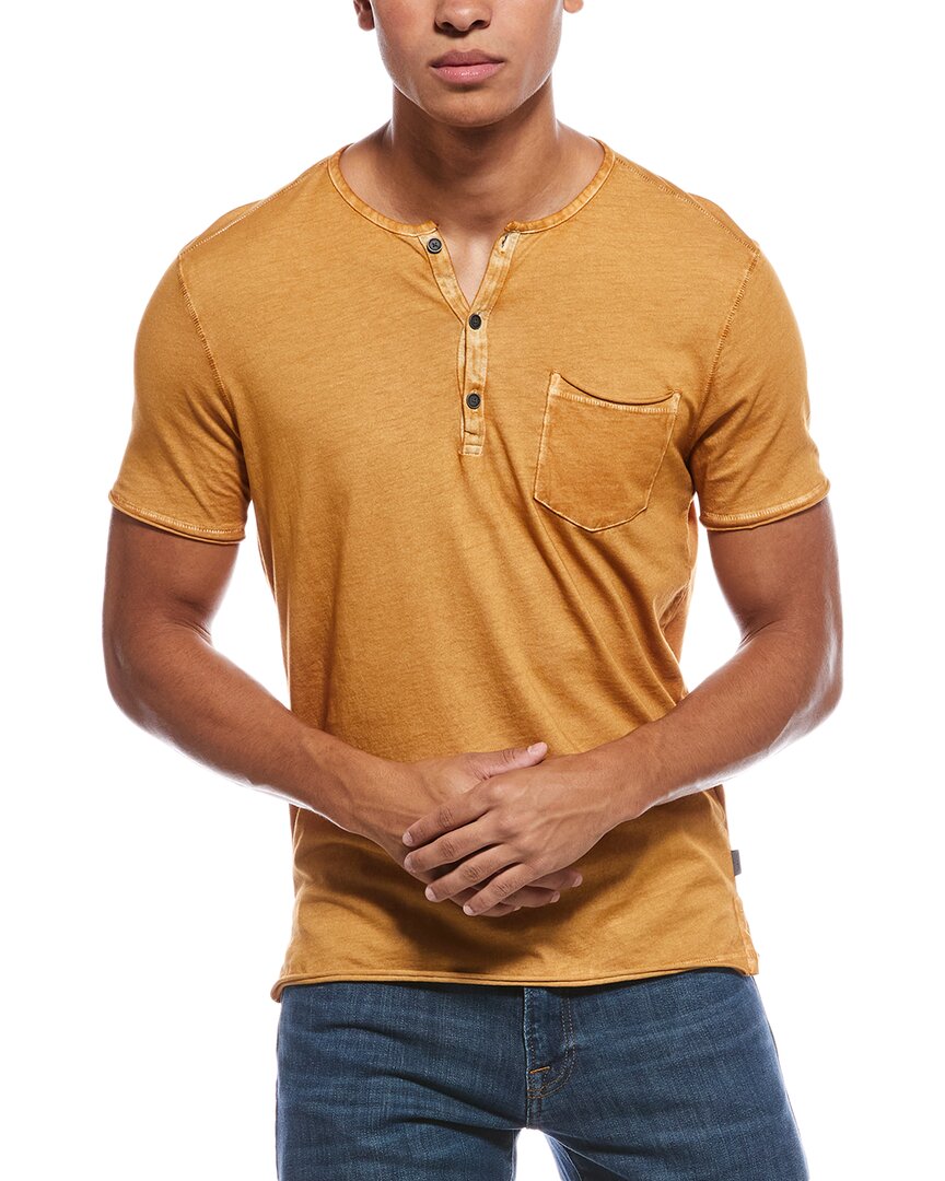 John Varvatos Rex Sublime Wash Organic Cotton Short Sleeve Henley In Orange