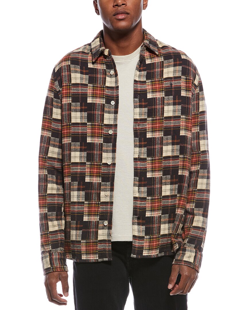 Allsaints Jude Patchwork Plaid Flannel Button-up Shirt In Brown