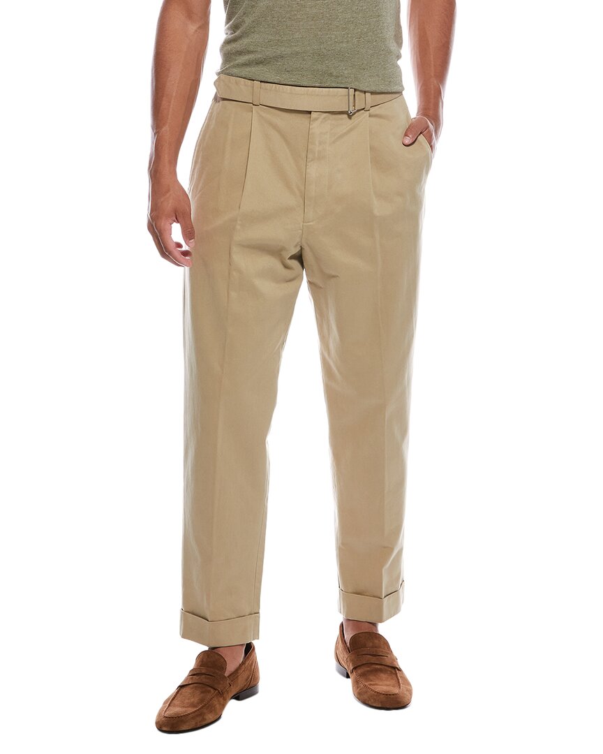 Officine Generale Hugo Twill Slub Pant In Brown